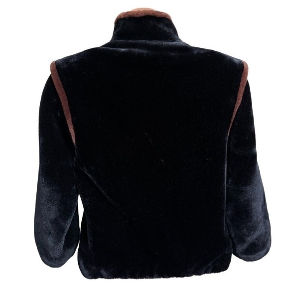 Vtg Sasson Glenoit Luxury Faux Fur Jacket Size 8 Black Made/USA ILGWU Retro 80s - Picture 2 of 15